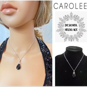Carolee Black Faceted Rhinestone Pendant Necklace